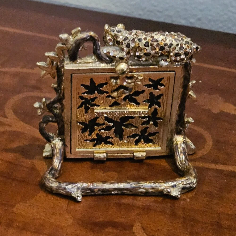 EXQUISITE RARE JAY STRONGWATER LEOPARD JUNGLE LEAF CRYSTAL ENAMEL FRAME